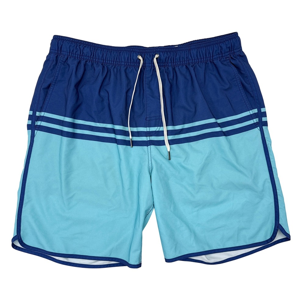 Fair Harbor Swim Trunks Mens Size XXL Blue Striped Lined‎ Hybrid Swimsuit Casual